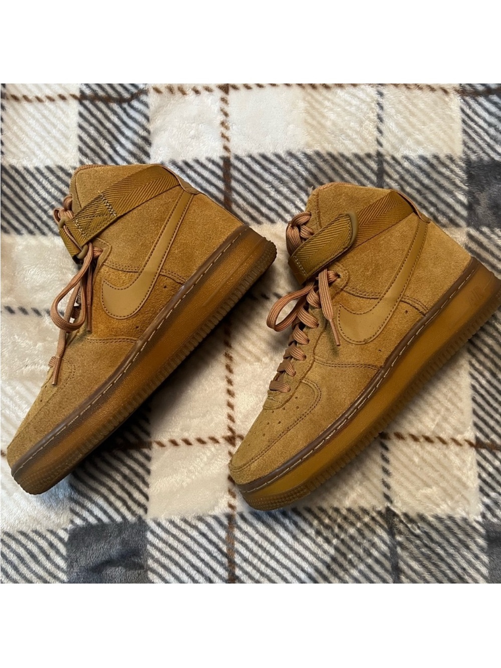 Nike Air Force 1 Mid-Top Suede Sneakers in Wheat